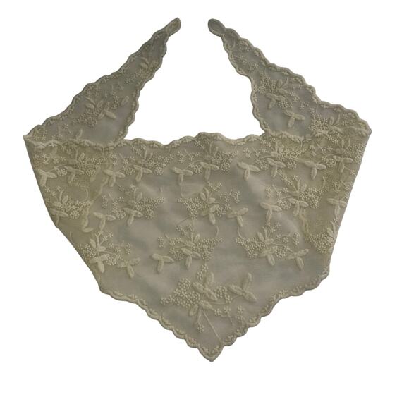 Floral Embroidered Lace Women's Hair Scarf Cream - Picture 1 of 6